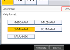 Illustration af skærmen på betjeningspanelet