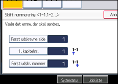Illustration af skærmen på betjeningspanelet