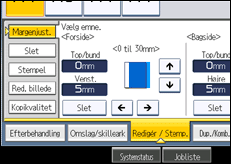 Illustration af skærmen på betjeningspanelet