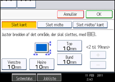 Illustration af skærmen på betjeningspanelet