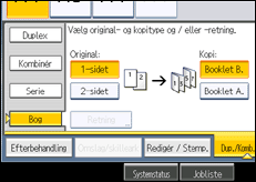 Illustration af skærmen på betjeningspanelet