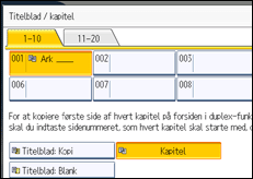 Illustration af skærmen på betjeningspanelet