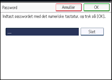 Illustration af skærmen på betjeningspanelet