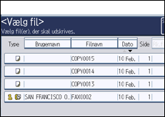 Illustration af skærmen på betjeningspanelet