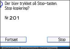 Illustration af skærmen på betjeningspanelet