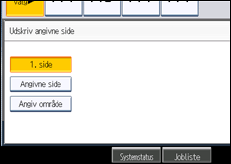 Illustration af skærmen på betjeningspanelet