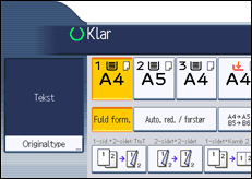 Illustration af skærmen på betjeningspanelet