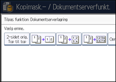 Illustration af skærmen på betjeningspanelet