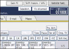 Illustration af displayet på betjeningspanelet