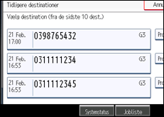 Illustration af displayet på betjeningspanelet