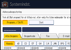 Illustration af displayet på betjeningspanelet