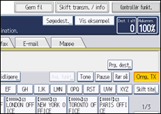 Illustration af displayet på betjeningspanelet