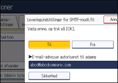 Illustration af displayet på betjeningspanelet