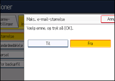 Illustration af displayet på betjeningspanelet