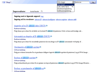 Visning af s&oslash;geresultat