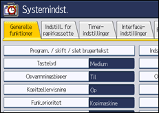 Illustration af displayet på betjeningspanelet