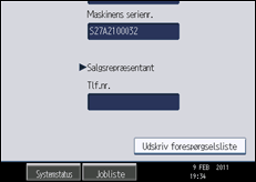 Illustration af displayet på betjeningspanelet