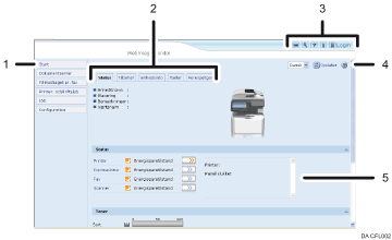 Nummereret illustration af webbrowser-skærm
