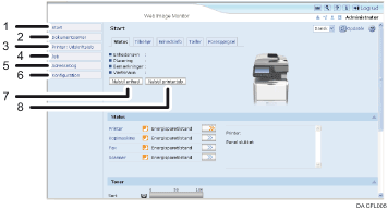Nummereret illustration af webbrowser-skærm