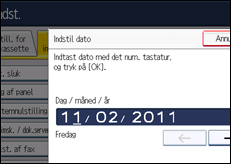 Illustration af displayet på betjeningspanelet