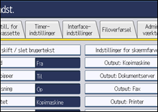 Illustration af displayet på betjeningspanelet