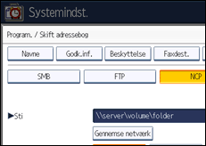 Illustration af displayet på betjeningspanelet