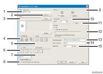 Nummereret illustration af programskærmbillede