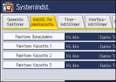 Illustration af displayet på betjeningspanelet