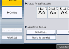 Illustration af displayet på betjeningspanelet