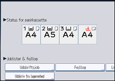 Illustration af displayet på betjeningspanelet