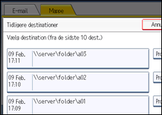 Illustration af skærmen på betjeningspanelet