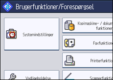 Illustration af skærmen på betjeningspanelet