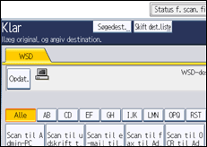 Illustration af skærmen på betjeningspanelet