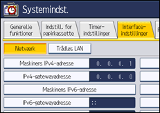 Illustration af skærmen på betjeningspanelet