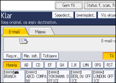 Illustration af skærmen på betjeningspanelet