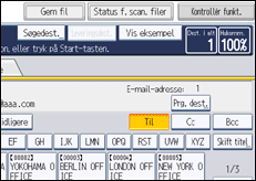 Illustration af skærmen på betjeningspanelet