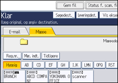 Illustration af skærmen på betjeningspanelet