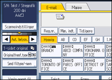 Illustration af skærmen på betjeningspanelet