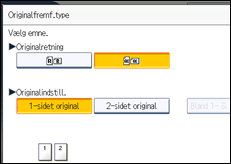 Illustration af skærmen på betjeningspanelet