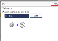Illustration af skærmen på betjeningspanelet