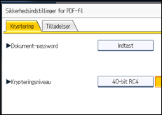 Illustration af skærmen på betjeningspanelet
