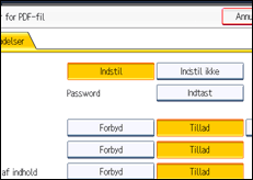 Illustration af skærmen på betjeningspanelet