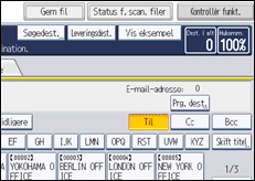 Illustration af skærmen på betjeningspanelet