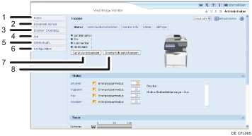 Nummerierte Abbildung der Webbrowser-Anzeige