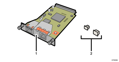 Ilustración de llamada numerada de la tarjeta Gigabit Ethernet