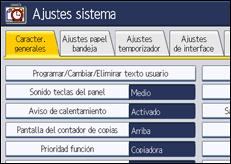 Ilustración de la pantalla panel de mandos