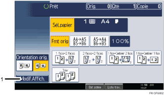 Illustration numérotée du panneau de commande