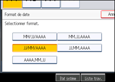 Illustration de l'écran du panneau de commande