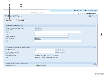 Illustration de l’écran du navigateur Web, légende numérotée