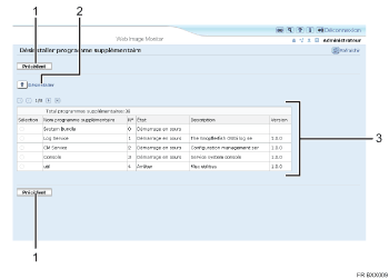 Illustration de l’écran du navigateur Web, légende numérotée